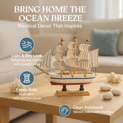 ANSHEZ Handicraft Wooden Antique Decorative Wooden Sailing Ship Showpiece (Small Size) for Office, Home, Decoration, Business Gifts | Boat Showpiece for Home Decore Multicolor (12 x11 CM) - Image 5