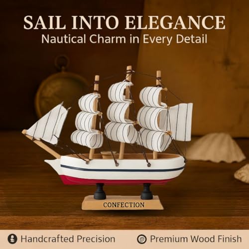 ANSHEZ Handicraft Wooden Antique Decorative Wooden Sailing Ship Showpiece (Small Size) for Office, Home, Decoration, Business Gifts | Boat Showpiece for Home Decore Multicolor (12 x11 CM) - Image 3