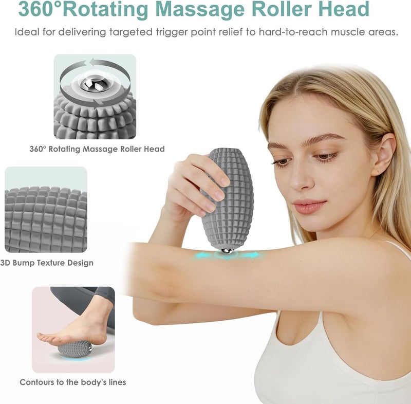 Bluejw Silicone Vibrating Massage Ball with Rolling Head, 3-Speed Myofascial Massage Roller for Plantar Fasciitis Relief, Hip & Psoas Release, Trigger Point Therapy for Neck, Back, Foot (Blue) - Image 4
