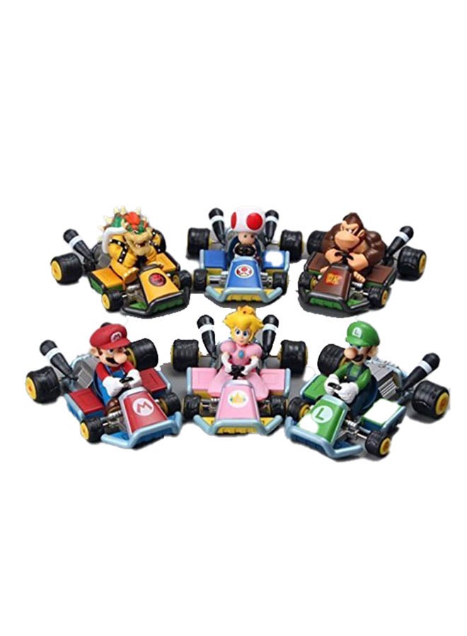 6-Piece Super Mario Bros Pull Back Karts With Figures - Image 1