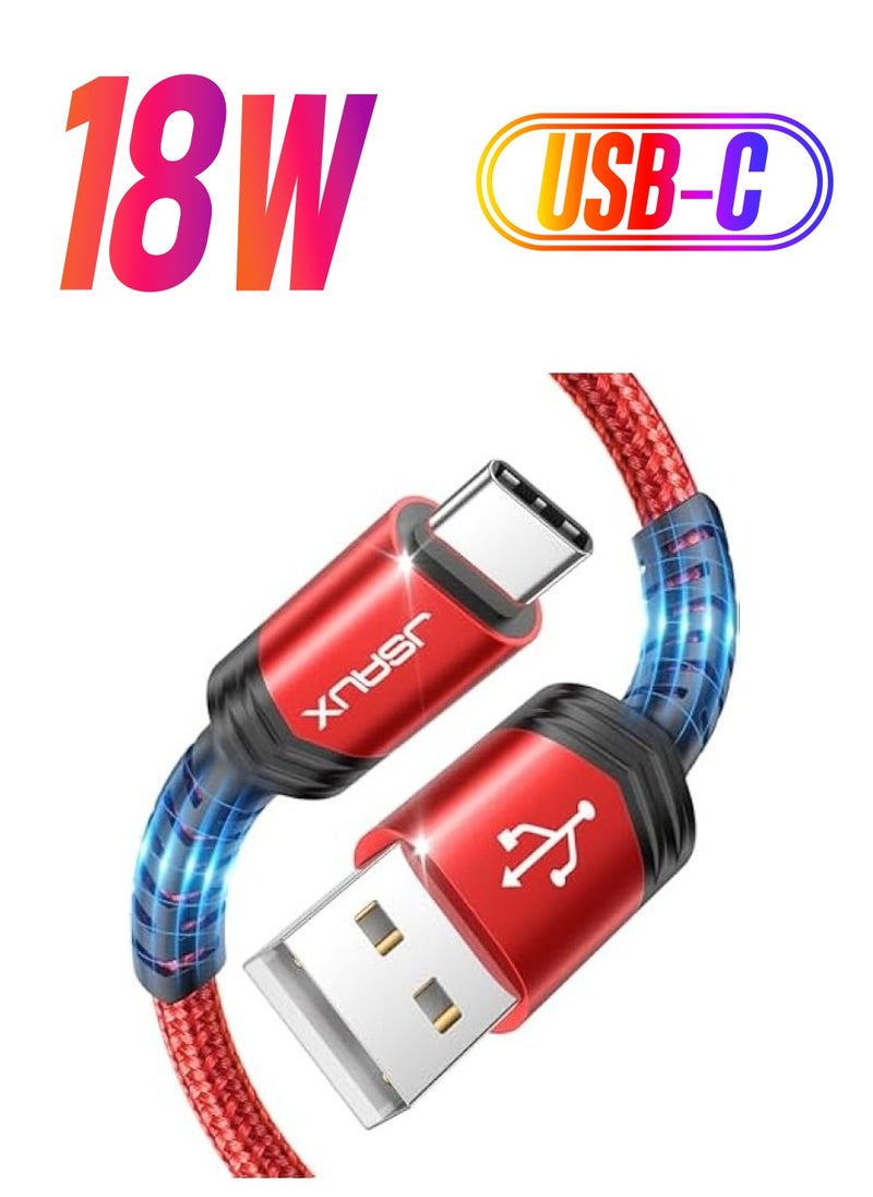 JSAUX [2-Pack] JSAUX USB C Cable 2M, USB Type C Cable 3.1A Fast Charging, USB A to USB C Charge Cord Compatible with iPhone 15 Pro/15 Pro Max/15 Plus/15, Samsung Galaxy S20 S10 S9, Note 20 10, LG G8 G7-Red  - Image 1