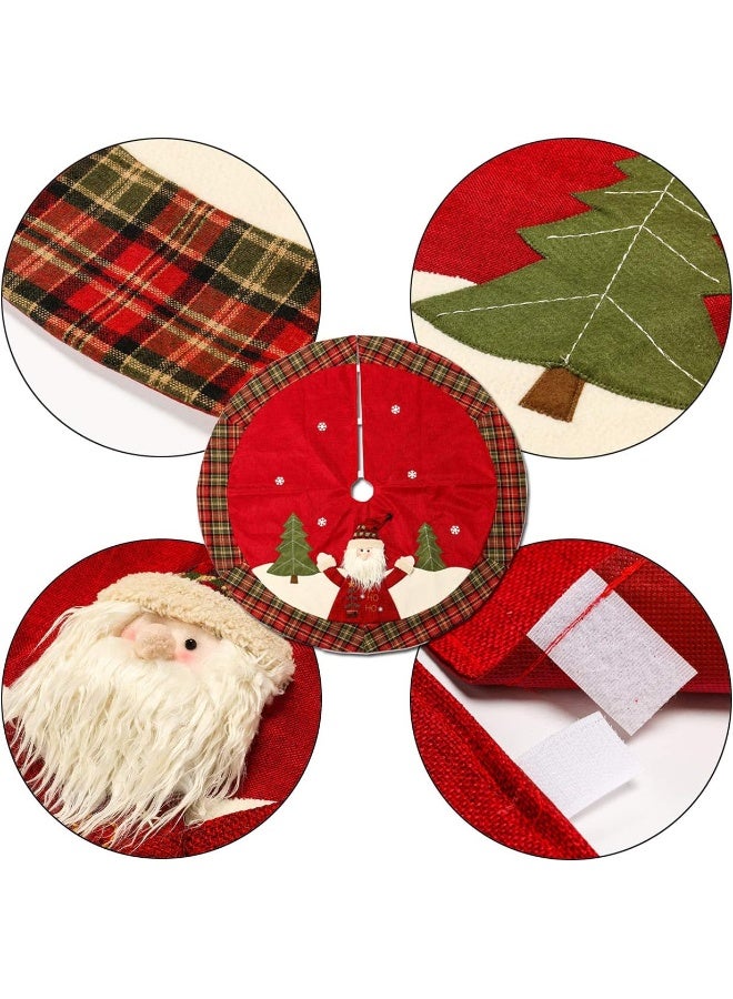 Sunnyglade Sunnyglade 48" Christmas Tree Skirt Double-Layer Design Santa Pattern Burlap Christmas Tree Skirt with Buffalo Plaid Edges for Xmas Holiday Decorations (Plaid)  - Image 5