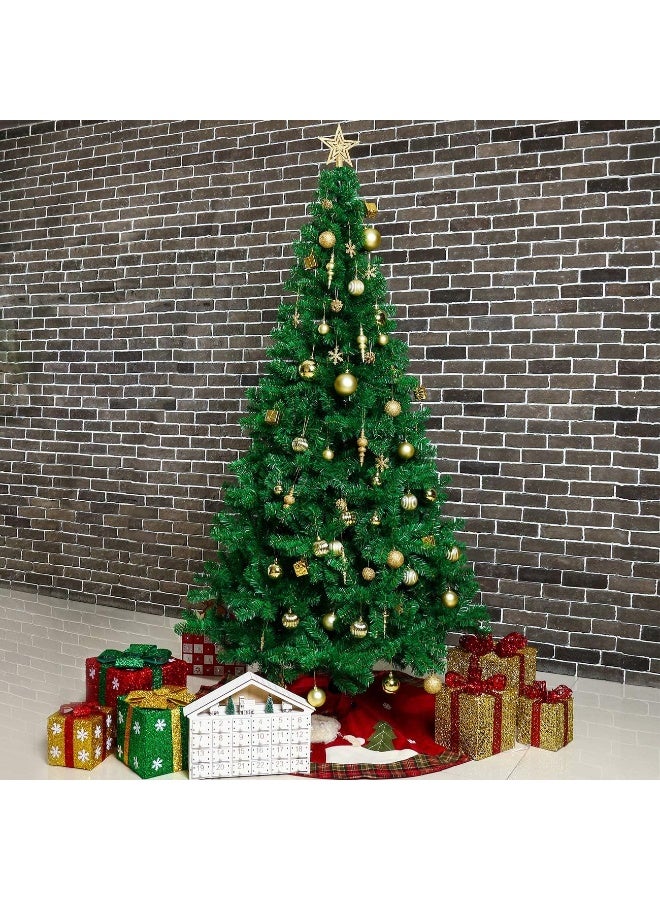 Sunnyglade Sunnyglade 48" Christmas Tree Skirt Double-Layer Design Santa Pattern Burlap Christmas Tree Skirt with Buffalo Plaid Edges for Xmas Holiday Decorations (Plaid)  - Image 3