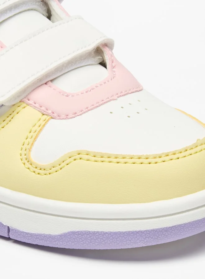 ديزني Girls Daisy Duck Print Colourblock Sneakers with Hook and Loop Closure