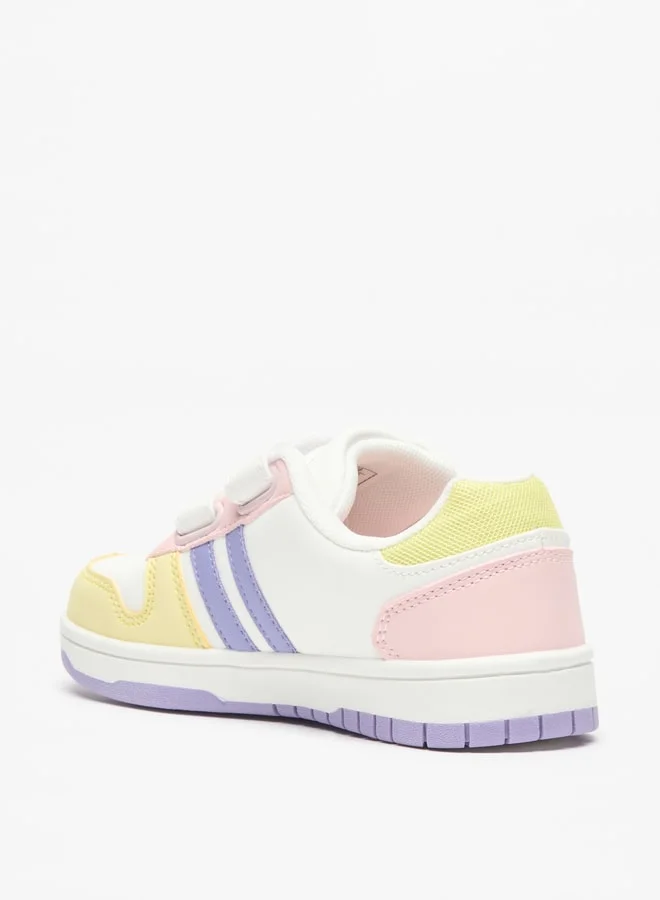 ديزني Girls Daisy Duck Print Colourblock Sneakers with Hook and Loop Closure