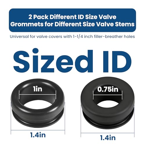 BANLIN 5339 Valve Cover Breather Grommet for All Valve Covers with 1-1/4 inch Filler-breather Holes, 2 Pack (0.75" & 1" I D) Oil & Heat Resistant PVC Cover Grommet for SBC BBC SBF Engines Vent Systems - Image 2