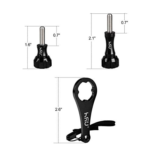 HSU Aluminum Thumbscrew Set + Wrench for Gopro Hero 13, 12, 11, 10, 9, 8, 7, 6, 5, 4, 3, AKASO Campark and Other Action Cameras (Black,3Pcs) - Image 2