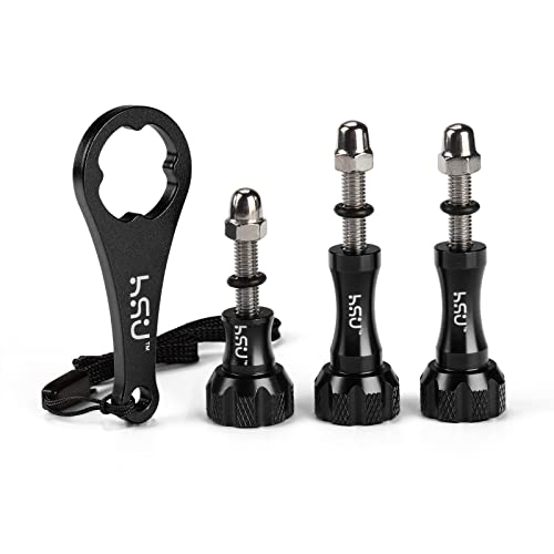 HSU Aluminum Thumbscrew Set + Wrench for Gopro Hero 13, 12, 11, 10, 9, 8, 7, 6, 5, 4, 3, AKASO Campark and Other Action Cameras (Black,3Pcs) - Image 1