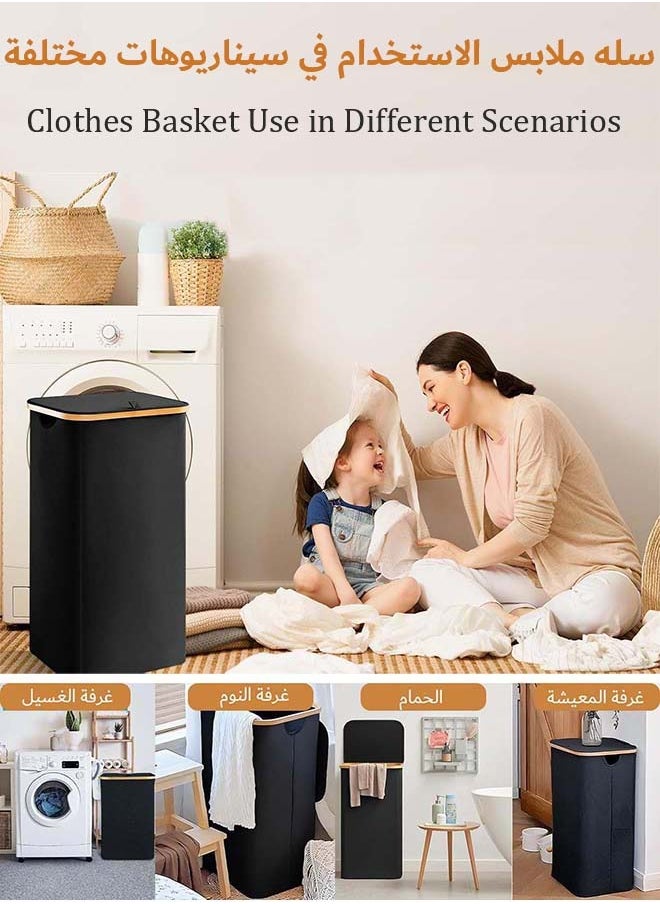 YIM-VIBEHAUS - Laundry Basket Large Laundry Hamper with Lid and Removable Inner Bag Folding Laundry Bag for Bathroom, Bedroom & Laundry Room White - Image 1