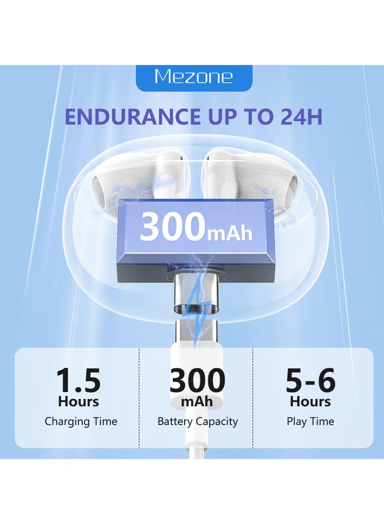 Mezone MEPODS True Wireless Bluetooth Earbuds with Touch Control, Powerful Bass, Bluetooth 5.3 Earphones, 5-6 Hours Playtime & Built-in Microphone, Mint  - Image 5