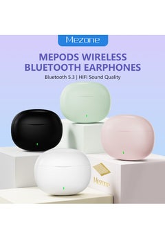 Mezone MEPODS True Wireless Bluetooth Earbuds with Touch Control, Powerful Bass, Bluetooth 5.3 Earphones, 5-6 Hours Playtime & Built-in Microphone, Mint  - Image 2