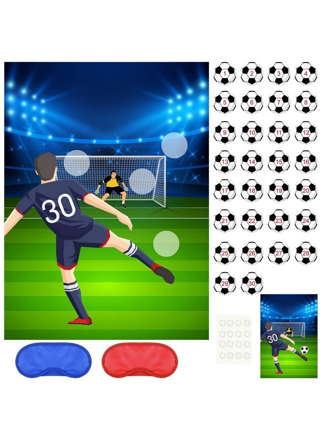 PLULON Soccer Party Games For Kids Pin The Soccer On The Goal Birthday Party Games Football Poster With Soccer Ball Stickers For Soccer Birthday Party Supplies Classroom Family Activities - Image 1