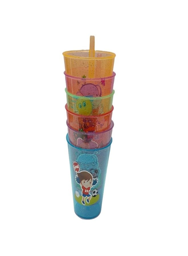PUTHAK Cartoon Water Bottle/Glitter Sipper Glass Tumbler/Sipper with Straw for Kids/Children, Multicolor 250 ml Sipper (Multicolor, Plastic) (3) - Image 5