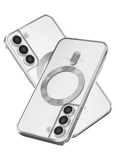 Magnetic for Samsung Galaxy S22 Plus Case,Electroplated Clear Slim Samsung S22 Plus Phone Case with Camera Protection,Shockproof Samsung S22 Plus Case Compatible with MagSafe, Silver Edge