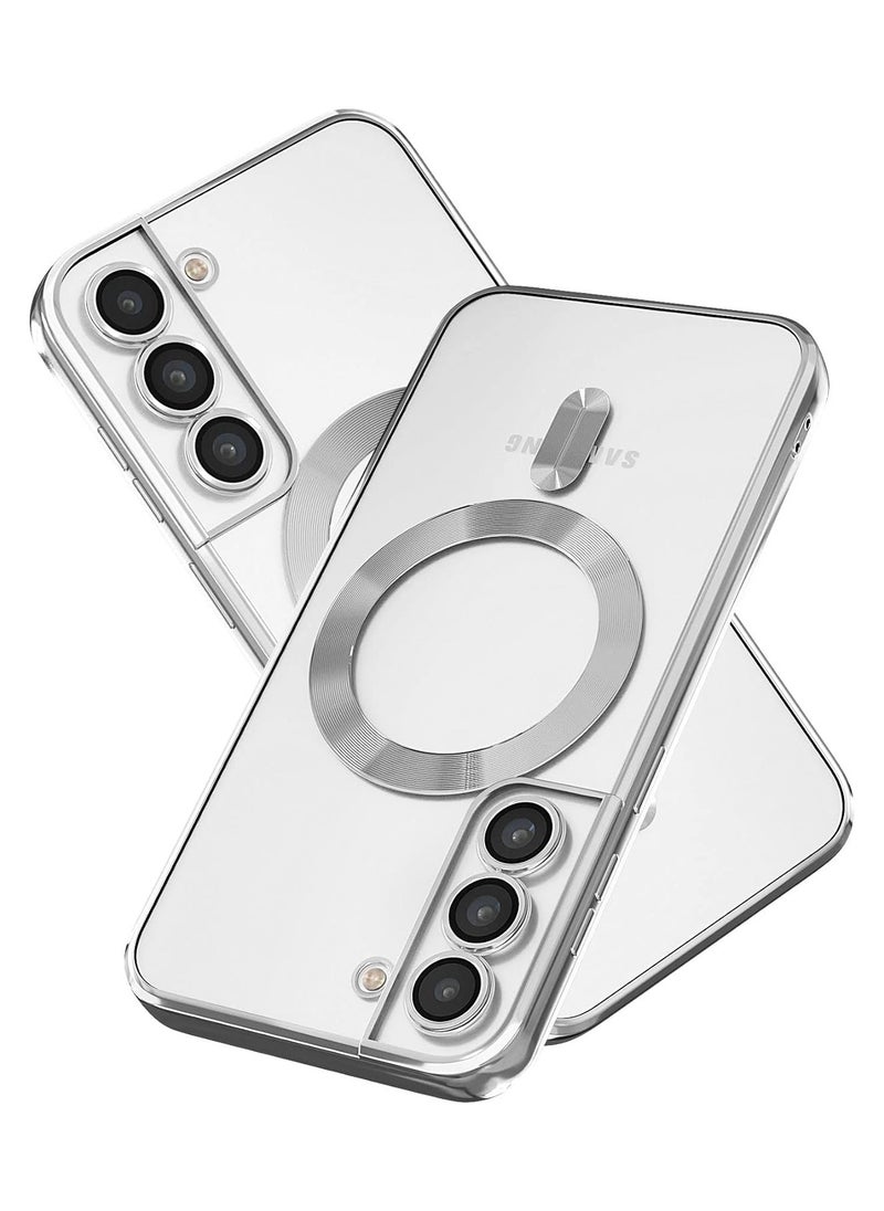 Generic - Magnetic for Samsung Galaxy S22 Plus Case,Electroplated Clear Slim Samsung S22 Plus Phone Case with Camera Protection,Shockproof Samsung S22 Plus Case Compatible with MagSafe, Silver Edge - Image 1