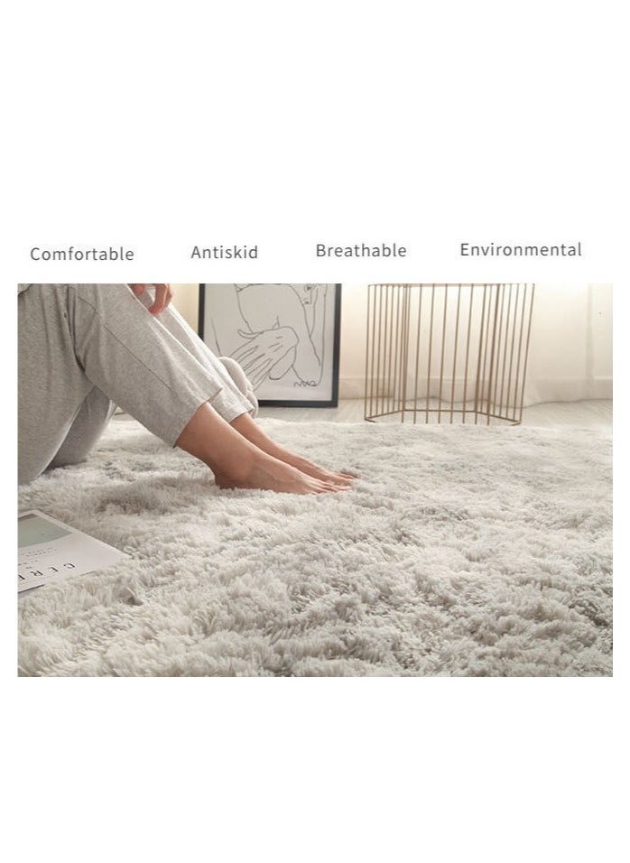 Mei Lifestyle - Modern Wool Fluffy Floor Mat Carpet with Anti slip High Pile Bottom with Upgraded Foam (Size 120×160CM) - Image 1