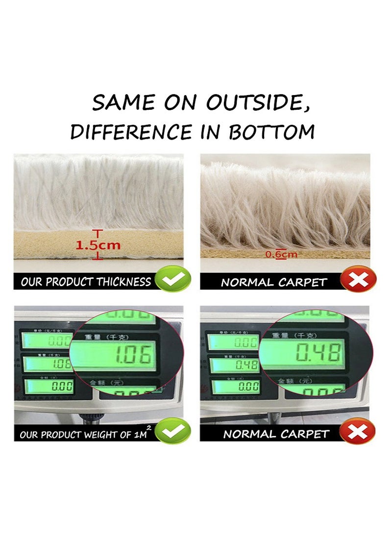 Mei Lifestyle - Modern Wool Fluffy Floor Mat Carpet with Anti slip High Pile Bottom with Upgraded Foam (Size 120×160CM) - Image 1