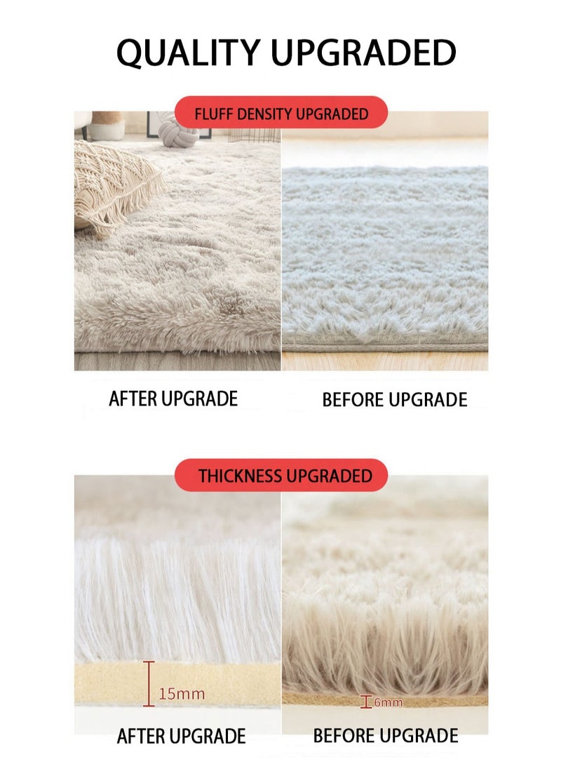 Mei Lifestyle - Modern Wool Fluffy Floor Mat Carpet with Anti slip High Pile Bottom with Upgraded Foam (Size 120×160CM) - Image 1