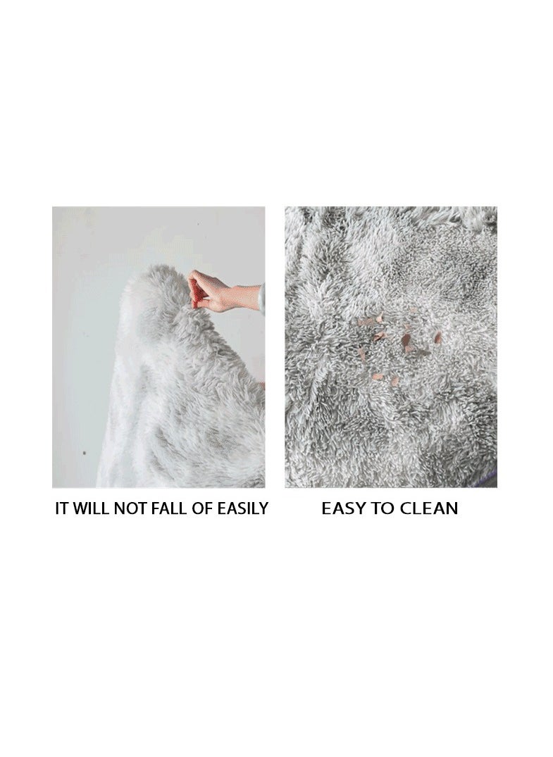 Mei Lifestyle - Modern Wool Fluffy Floor Mat Carpet with Anti slip High Pile Bottom with Upgraded Foam (Size 120×160CM) - Image 1