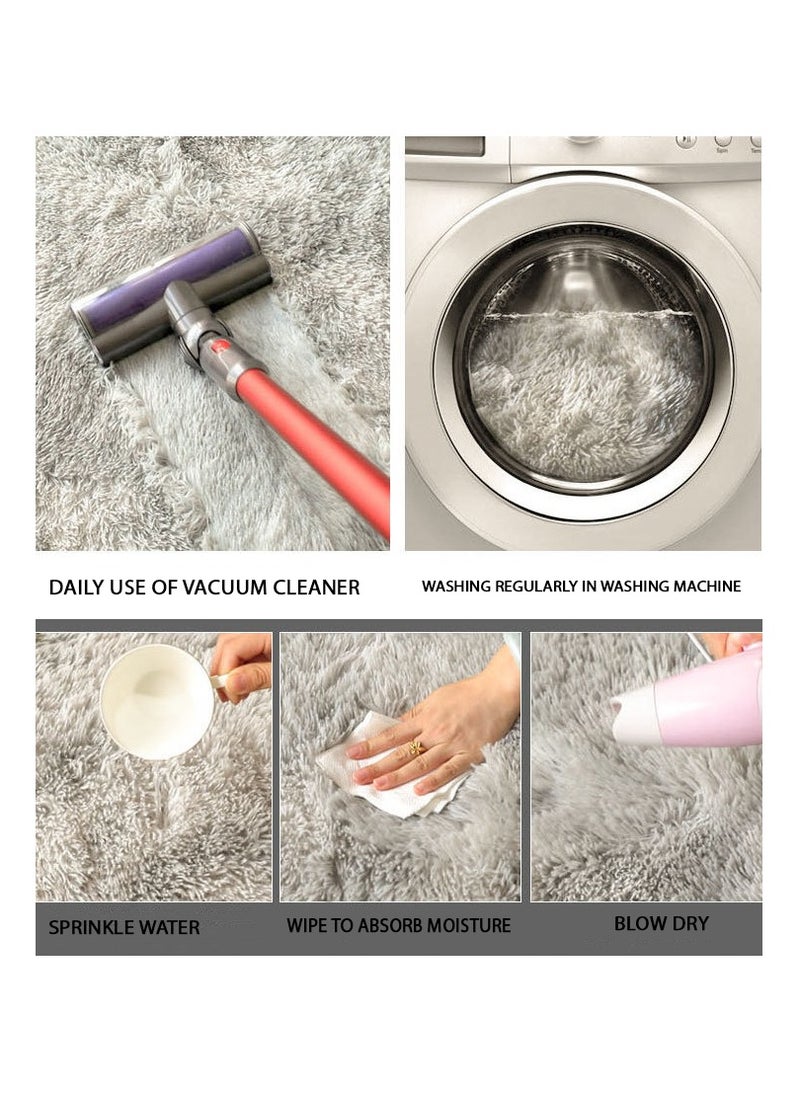 Mei Lifestyle - Modern Wool Fluffy Floor Mat Carpet with Anti slip High Pile Bottom with Upgraded Foam (Size 120×160CM) - Image 1
