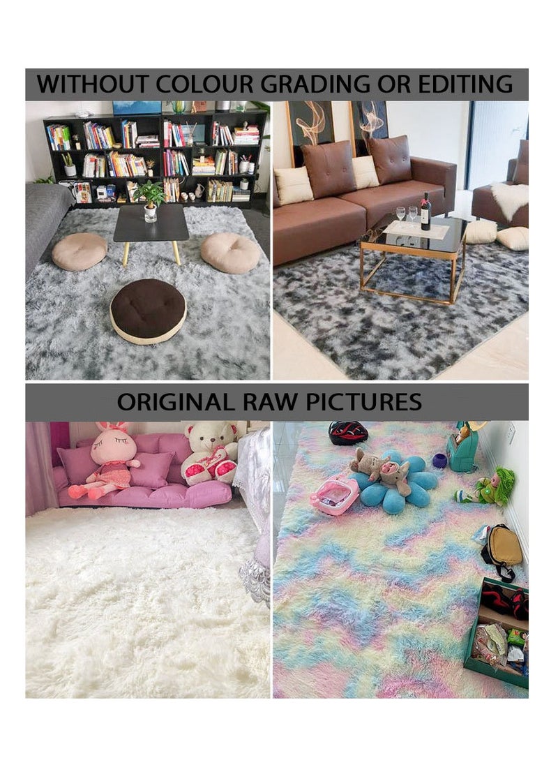 Mei Lifestyle - Modern Wool Fluffy Floor Mat Carpet with Anti slip High Pile Bottom with Upgraded Foam (Size 120×160CM) - Image 1