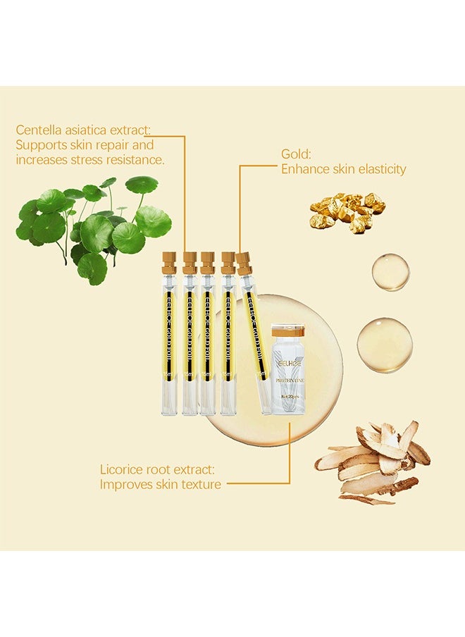 EELHOE - Gold Protein Collagen Combination -Protein Thread Lifting Set, Soluble Protein Thread and Nano Gold Essence Combination, Absorbable Collagen Thread for Face Lift, Reverse Collagen Serum for Face, Smoothing Firming Moisturizing - Image 1