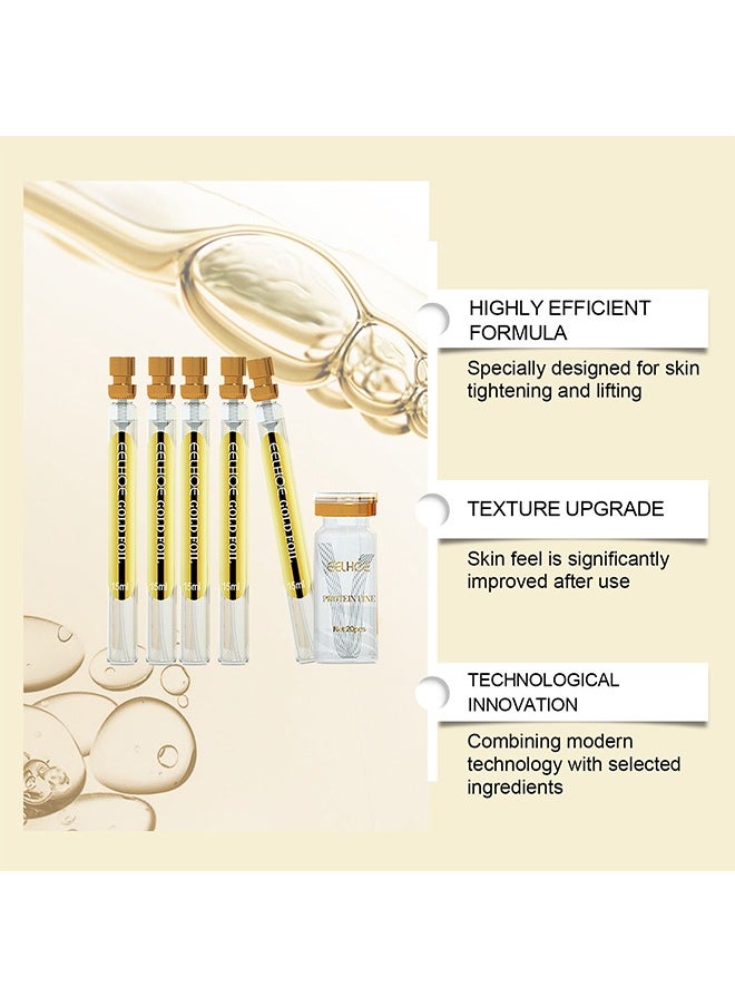 EELHOE - Gold Protein Collagen Combination -Protein Thread Lifting Set, Soluble Protein Thread and Nano Gold Essence Combination, Absorbable Collagen Thread for Face Lift, Reverse Collagen Serum for Face, Smoothing Firming Moisturizing - Image 1