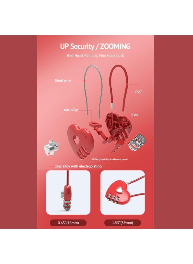 Love shape lock, heart-shaped combination padlock,  trolley case concentric lock, long wire rope combination padlock - Image 4