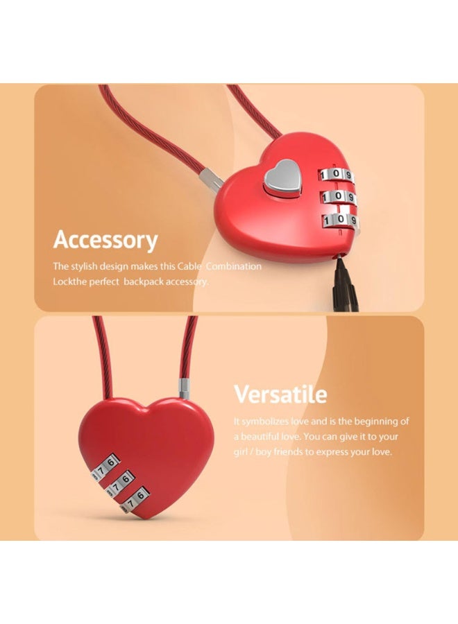 Love shape lock, heart-shaped combination padlock,  trolley case concentric lock, long wire rope combination padlock - Image 2