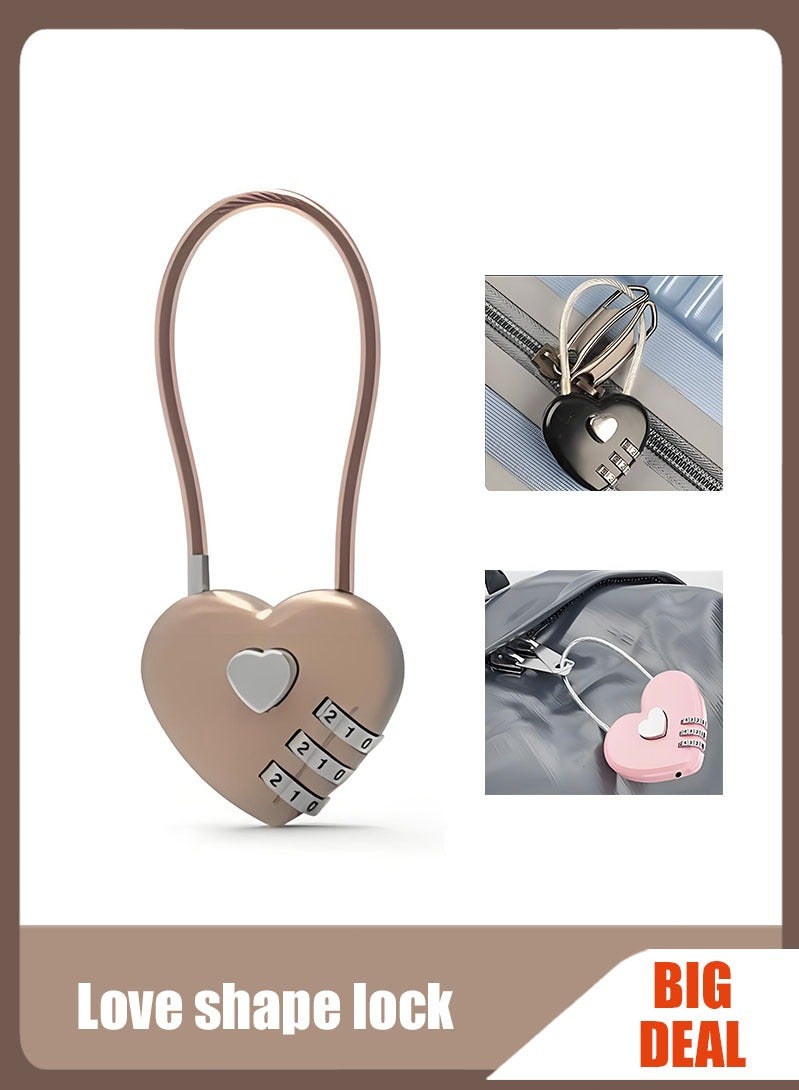 Love shape lock, heart-shaped combination padlock,  trolley case concentric lock, long wire rope combination padlock - Image 1