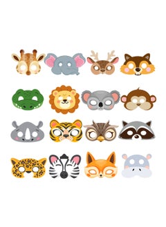 FRUITFUL PARTY Felt Jungle Animal Masks for Kids, 16 Pcs Animal Party Masks Set - Jungle Animal Felt Masks, Jungle Safari Party Mask & Safari Animal Face Masks, for Jungle Animal Party Decorations Supplies  - Image 1