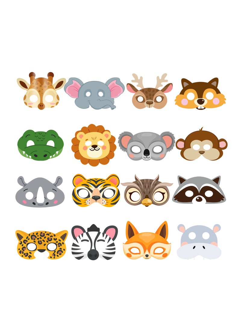FRUITFUL PARTY - Felt Jungle Animal Masks for Kids, 16 Pcs Animal Party Masks Set - Jungle Animal Felt Masks, Jungle Safari Party Mask & Safari Animal Face Masks, for Jungle Animal Party Decorations Supplies - Image 1