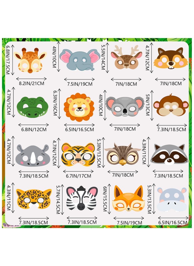 FRUITFUL PARTY - Felt Jungle Animal Masks for Kids, 16 Pcs Animal Party Masks Set - Jungle Animal Felt Masks, Jungle Safari Party Mask & Safari Animal Face Masks, for Jungle Animal Party Decorations Supplies - Image 1