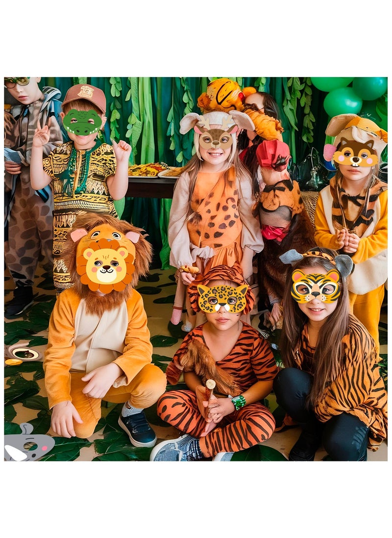 FRUITFUL PARTY - Felt Jungle Animal Masks for Kids, 16 Pcs Animal Party Masks Set - Jungle Animal Felt Masks, Jungle Safari Party Mask & Safari Animal Face Masks, for Jungle Animal Party Decorations Supplies - Image 1