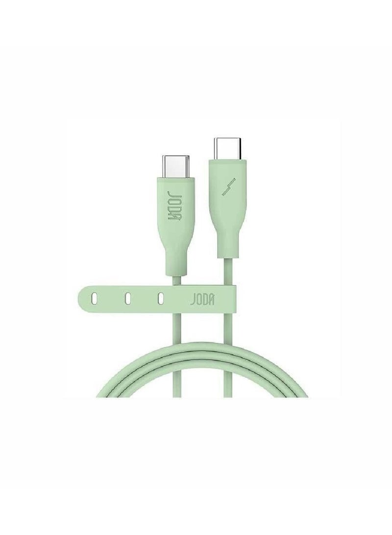 جودا كيبل شحن تايب سي إلى تايب سي ، ناعم من السيليكون، سرع وآمن بقوة 60 واط، بطول 1 متر ولون أنيق اخضر.ي - Image 1
