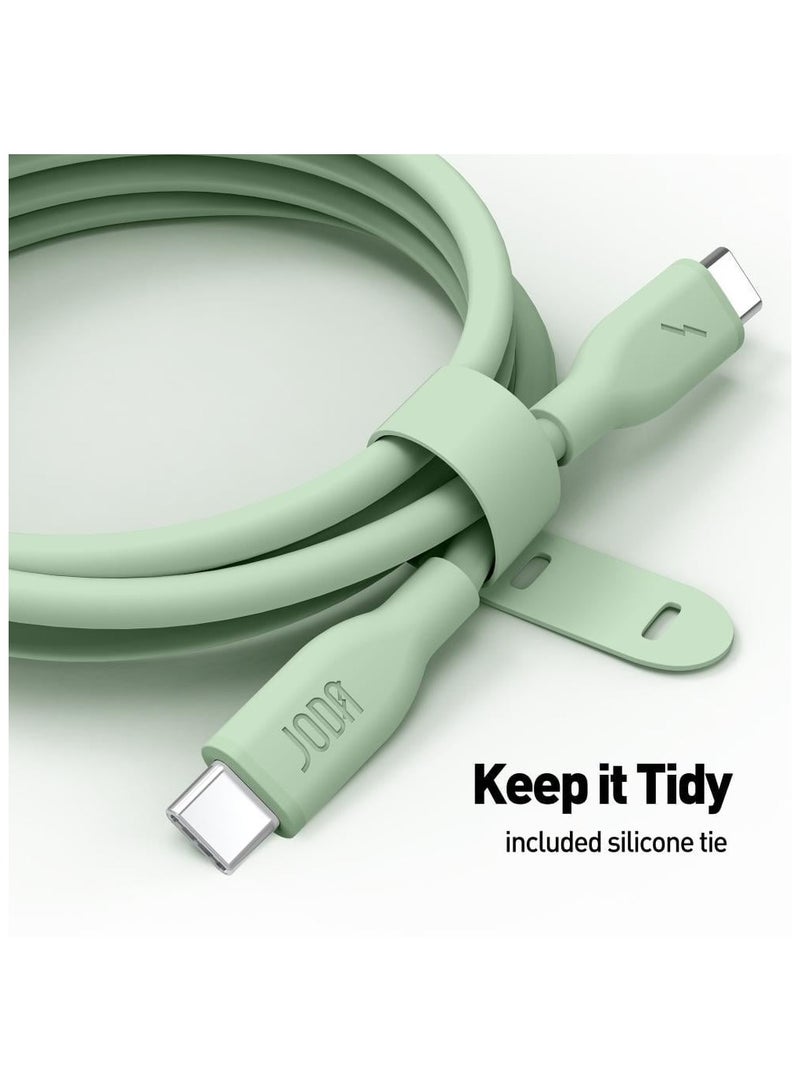 جودا كيبل شحن تايب سي إلى تايب سي ، ناعم من السيليكون، سرع وآمن بقوة 60 واط، بطول 1 متر ولون أنيق اخضر.ي - Image 3