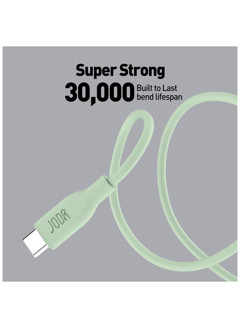 جودا كيبل شحن تايب سي إلى تايب سي ، ناعم من السيليكون، سرع وآمن بقوة 60 واط، بطول 1 متر ولون أنيق اخضر.ي - Image 2