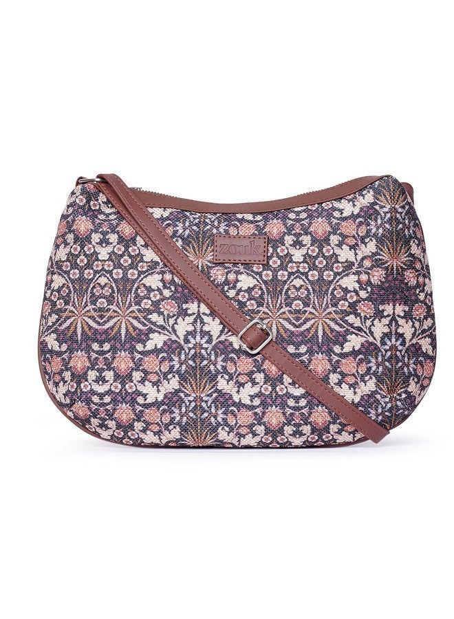 ZOUK حقيبة زوك كشمير بلومز النسائية المصنوعة من الجوت والجلد النباتي متعددة الألوان مع إغلاق بسحاب - Image 1