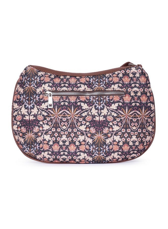 ZOUK حقيبة زوك كشمير بلومز النسائية المصنوعة من الجوت والجلد النباتي متعددة الألوان مع إغلاق بسحاب - Image 3