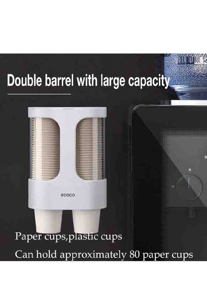ecoco Wall-Mounted Paper Cup Dispenser Double Tube Design can Hold 80 Paper Cups with a Diameter of 7.5 cm - Image 4