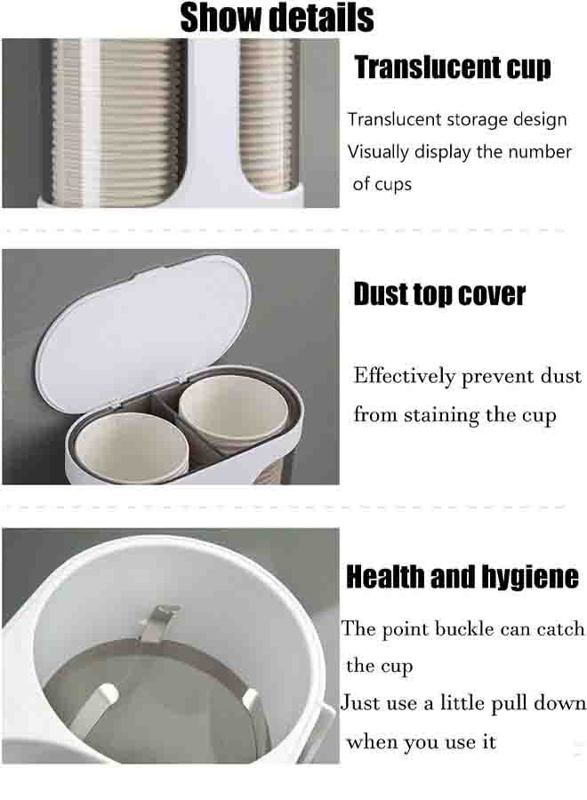 ecoco Wall-Mounted Paper Cup Dispenser Double Tube Design can Hold 80 Paper Cups with a Diameter of 7.5 cm - Image 5