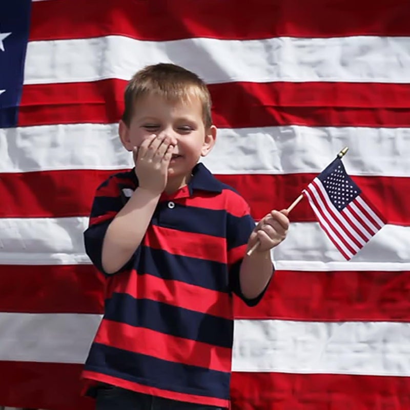 Anley Anley LOT OF 12  USA 4x6 in Wooden Stick Flag  July 4th Decoration Veteran Party Grave Marker etc  HandHeld American Flag with Kid Safe Golden Spear Top Pack of 12  - Image 2