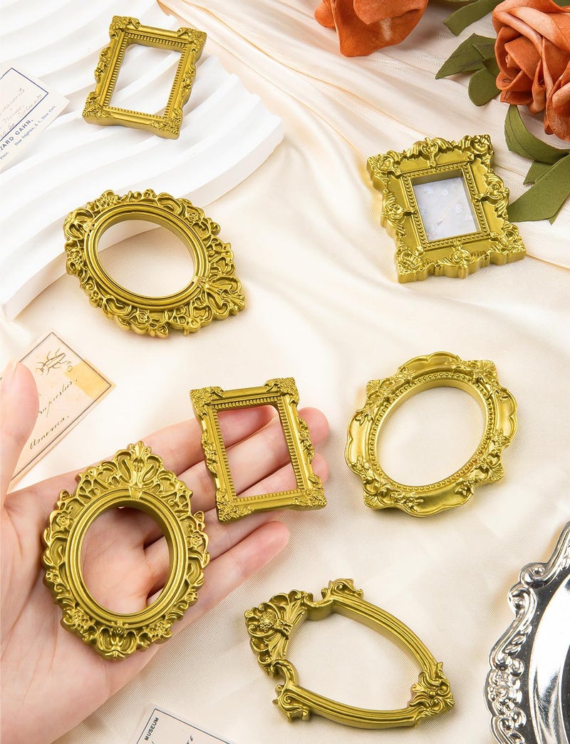 LHSYFBZ 20PCS Mini Vintage Resin Picture Frame, Mini Antique Photo Frame Oval Rectangle for DIY Jewelry Display, Photography Mobile Phone Photo and Wall Decor Hanging - Image 5