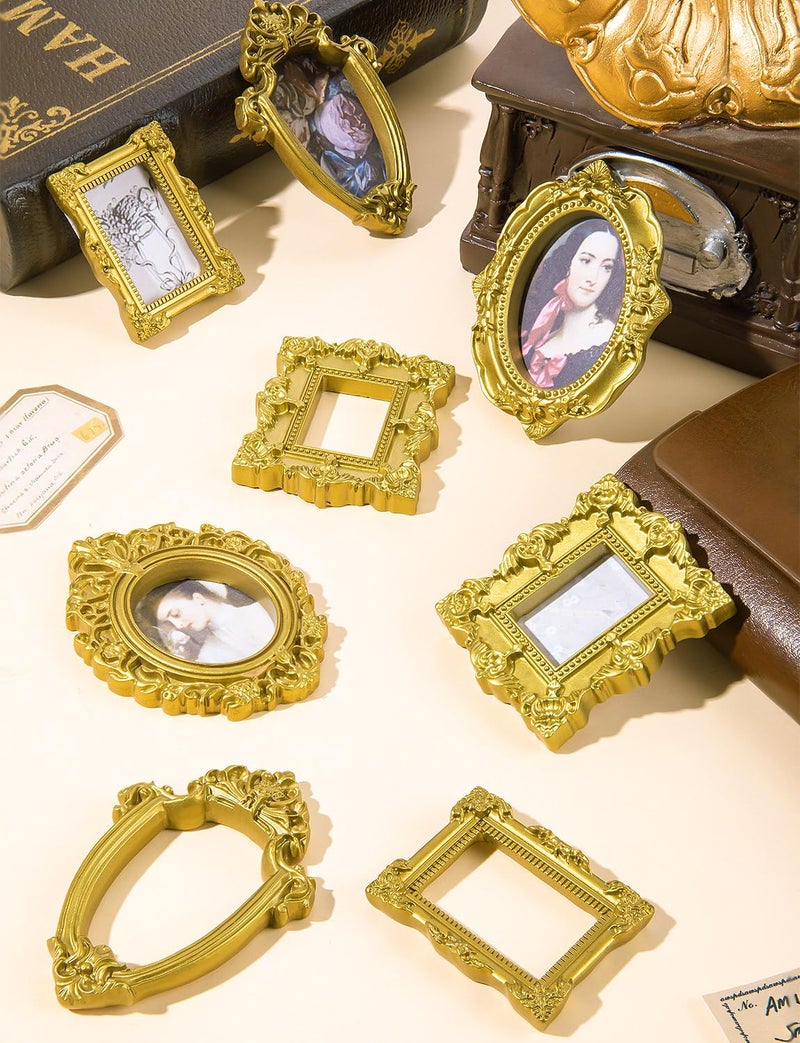 LHSYFBZ 20PCS Mini Vintage Resin Picture Frame, Mini Antique Photo Frame Oval Rectangle for DIY Jewelry Display, Photography Mobile Phone Photo and Wall Decor Hanging - Image 2