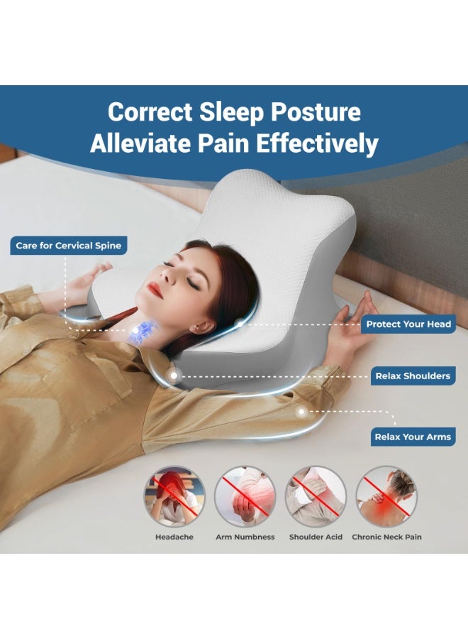 اكسيسن وسادة ظهر وسادة راحة السرير وسادة قراءة للسرير، الاستلقاء، الاتكاء والانبطاح، وسادة سرير إسفينية مريحة من الإسفنج المرن للرأس، وسائد دعم الذقن والظهر على أريكة الراحة الأرضية - أبيض - Image 5