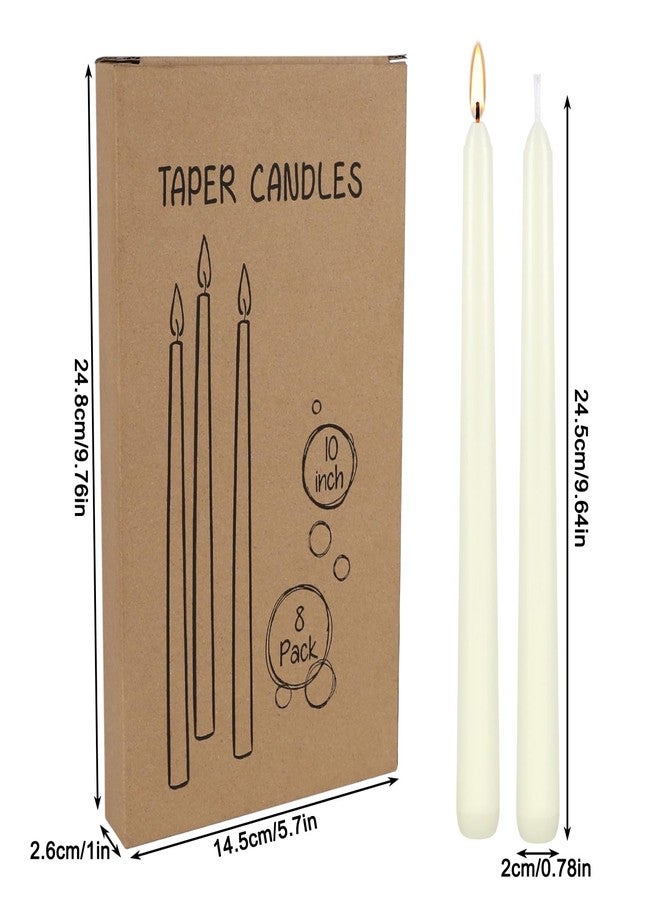 Howemon 8 Pack Ivory Taper Candles 10 Inch Tall 3/4 Inch Thick Burn 8 Hours - Image 2