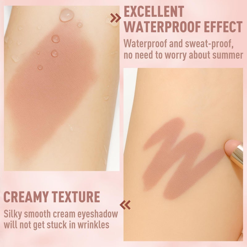 FV Long Lasting Cream Eyeshadow Stick, Waterproof & High Pigmented Eye Shadow Sticks Duo with Blending Sponge, Crease-Proof & Natural Finish Eyeshadow Pencil, Sand Matte - Image 3