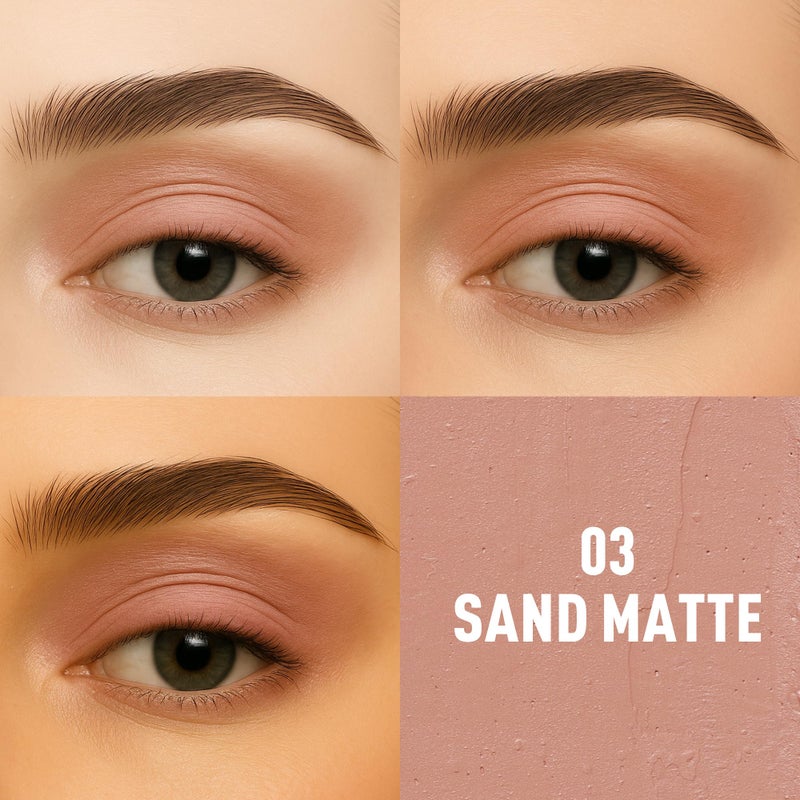 FV Long Lasting Cream Eyeshadow Stick, Waterproof & High Pigmented Eye Shadow Sticks Duo with Blending Sponge, Crease-Proof & Natural Finish Eyeshadow Pencil, Sand Matte - Image 2