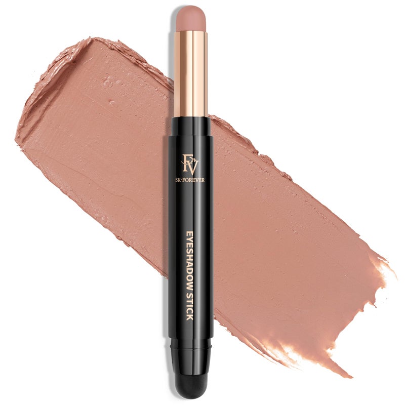 FV Long Lasting Cream Eyeshadow Stick, Waterproof & High Pigmented Eye Shadow Sticks Duo with Blending Sponge, Crease-Proof & Natural Finish Eyeshadow Pencil, Sand Matte - Image 1