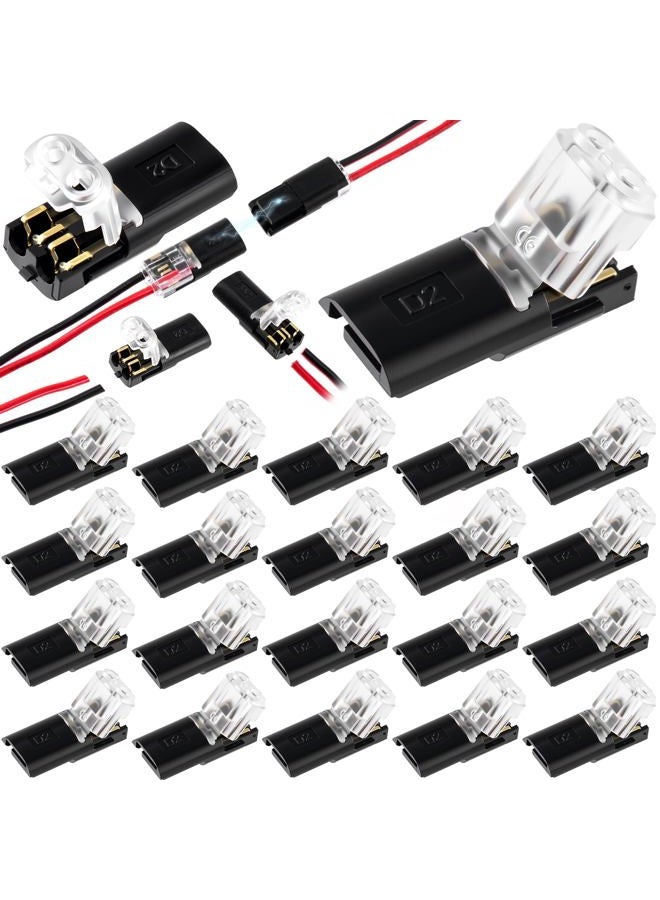 Hzopcw 60pcs Quick Clip Fasteners Wire Connector, Plug-in Wire Quick Connectors with Locking Buckle, Double-Wire Snap on Blocks for Low-Voltage 1.5-2.1mm Cable LED Strips DIY Craft- Black - Image 1